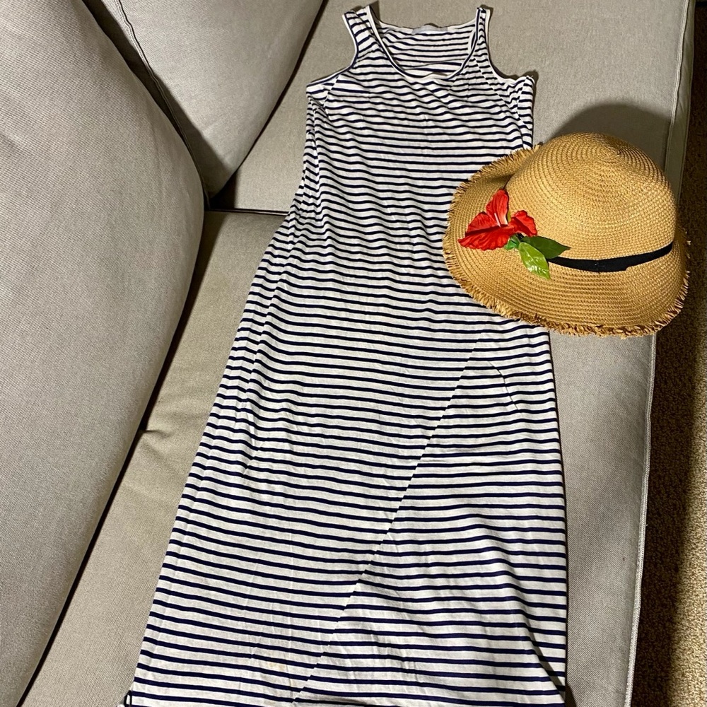 Striped long vacation dress from Korea